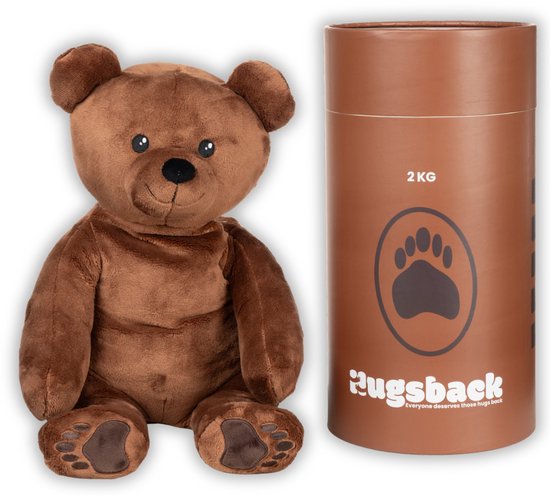 Hugsback 2kg Verzwaringsknuffel Beer – Verzwaarde Knuffel 45cm – Weighted Stuffed Animal – Zware Knuffel tegen Stress & Angst – Sensorisch Speelgoed – Knuffelbeer voor Kinderen & Volwassenen