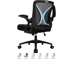 Milacyee Bureaustoel - Ergonomische Bureaustoel - Office Chair - Bureaustoelen voor Volwassenen - Computerstoel met Mesh Rugleuning & Lendensteun - 90° Opklapbare Armleuningen - Stille Wieltjes - Tot 150 kg, Zwart - Geschikt voor Thuiswerk en Kantoor