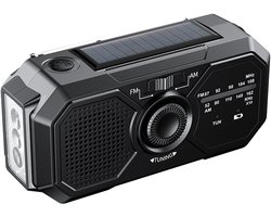 Nood-zonne-radio - handslingerradio, handslinger, generator, kleine radio met transistors op zonne-energie, met led-zaklamp, SOS-alarm, voor survival en camping