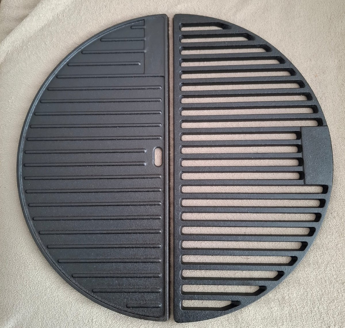 2 Half Moon Grill roosters -Halve maan-Grate-Griddle 46.5 cm -Gietijzer-Kamado-Halve Roosters-Plancha