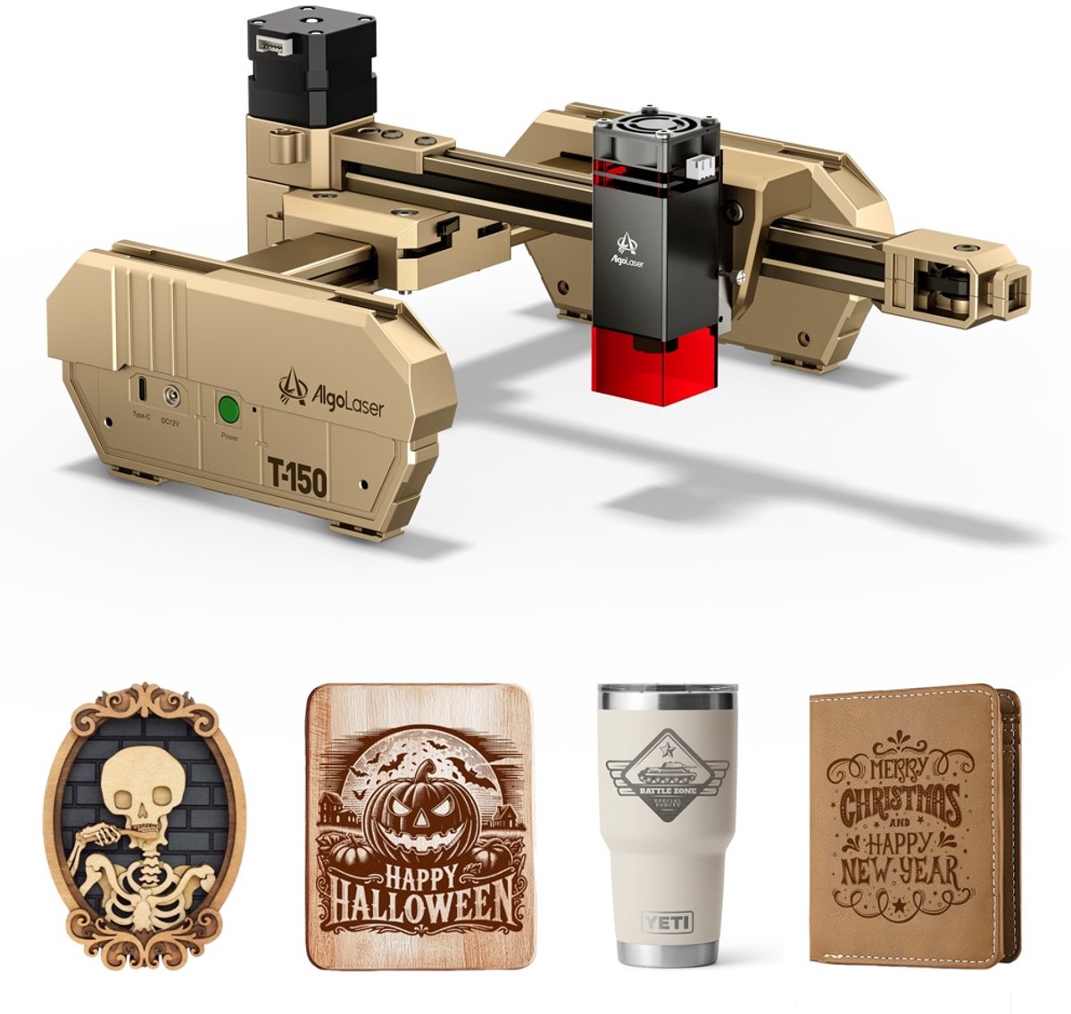 Laser Graveermachine T150 Pro 6W - Laser Cutter - Laserprinter All In One - Graveren - Display - Geel - Laser Snijmachine - Bedienbaar Met APP