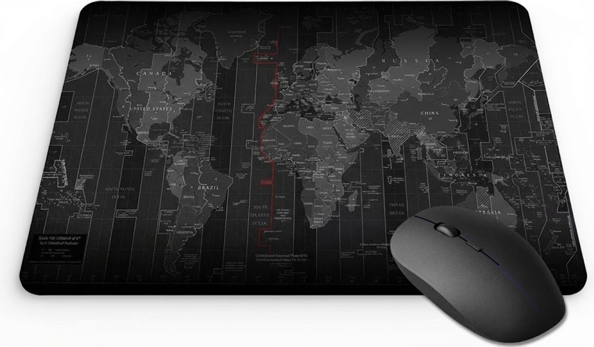 Gaming Muismat Wereldkaart - 35x25 cm