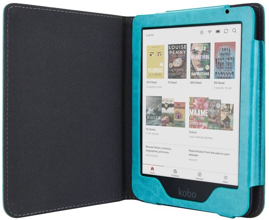 Luxe Hoesje - Sleepcover Geschikt voor Kobo Clara BW - Book Case Hoes Cover - Turquoise - ereader hoesje - cover van Luxe — afbeelding 4