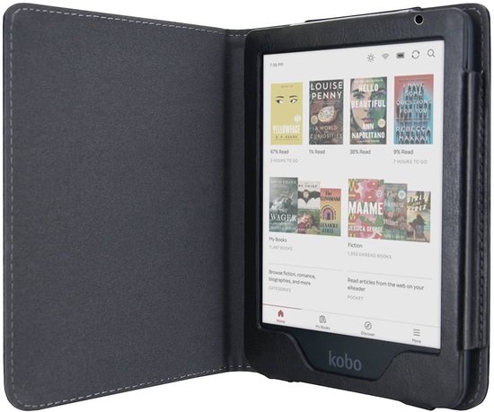 Luxe Hoesje - Sleepcover Geschikt voor Kobo Clara Colour - Book Case Hoes Cover - Zwart - ereader hoesje - cover van Merkloos — afbeelding 4
