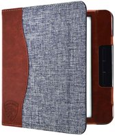 Hoesje Geschikt voor Kobo Libra H2O Sleepcover Jeans Style Hoes Grijs - ereader hoesje - cover