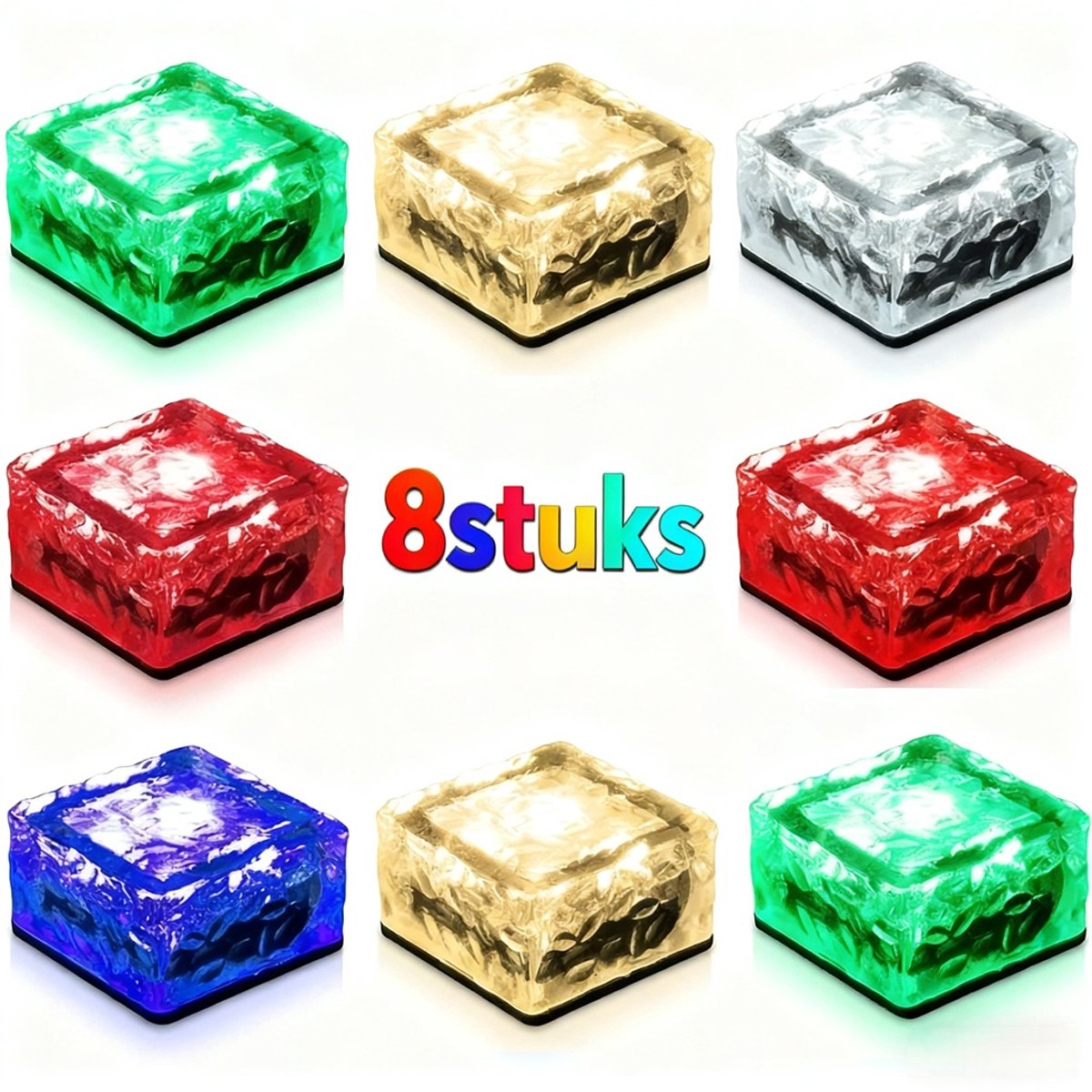 Grondspot(2 stuk Maat L ) - Solar Ice Cube LED- 10cm*10cm*5.5cm-Licht-solar Tuinverlichting op zonne-energie-warmlicht - Brick light - IP68 - (Size : 10cm X10cm X5.5cm)
