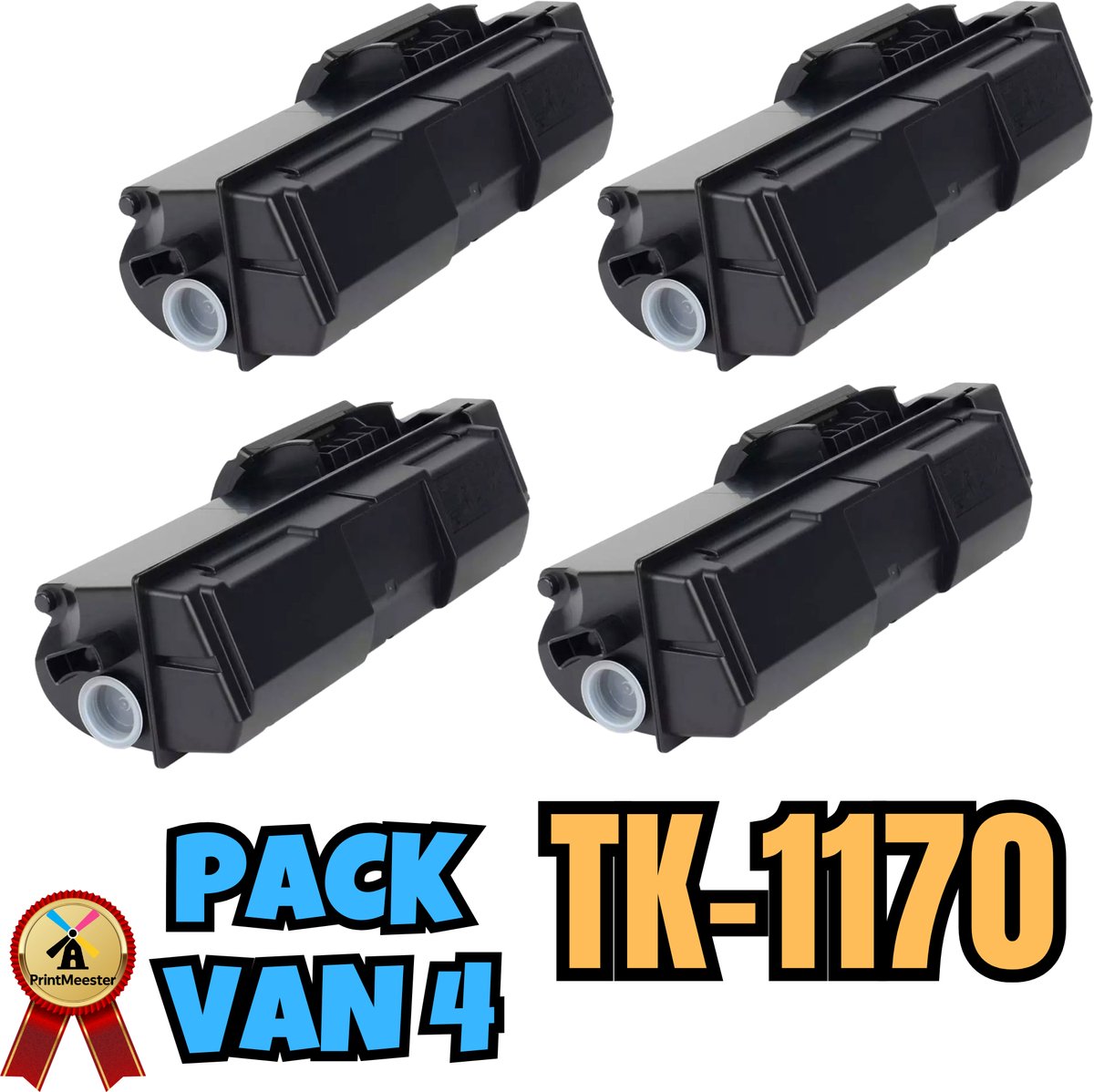 Pack van 4 Compatibele Toners Kyocera TK-1170 TK1170– Hoge Capaciteit 7200 Pagina’s – Voor ECOSYS M2040 / M2540 / M2640 Series
