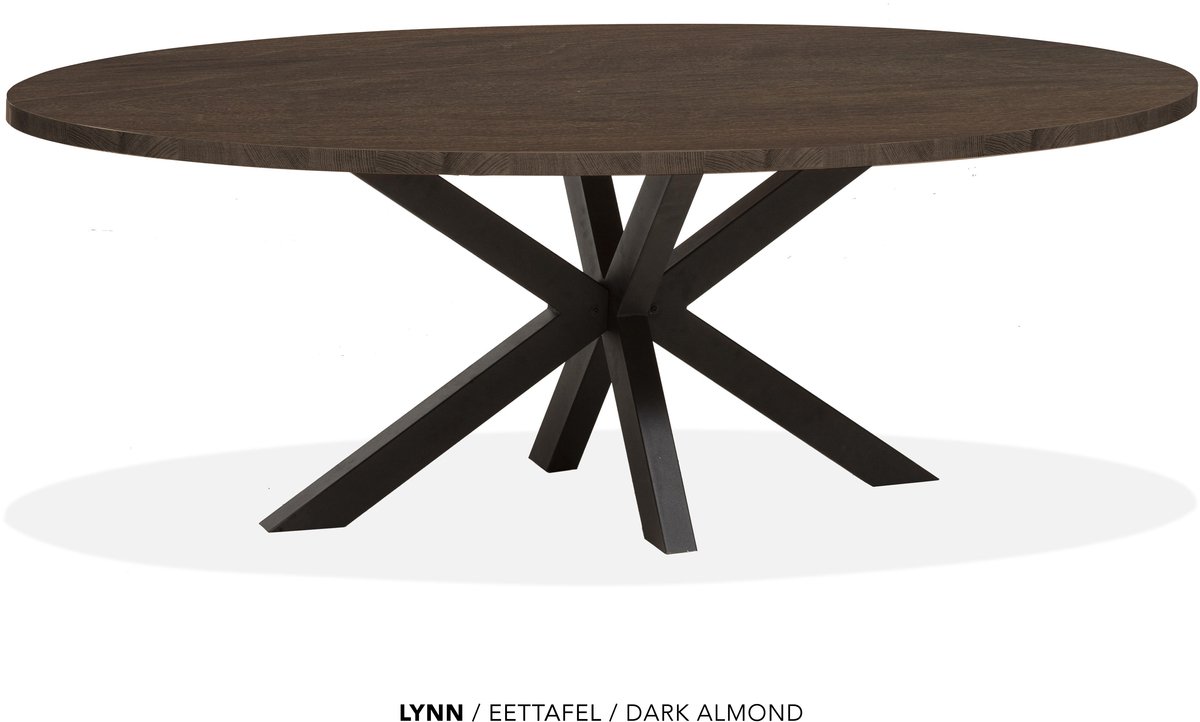 Maxfurn Lynn - Ovale eettafel Lynn | Zeer krasvast | Kleur: Dark Almond | Afm. 180x102cm Natuurlijk eiken
