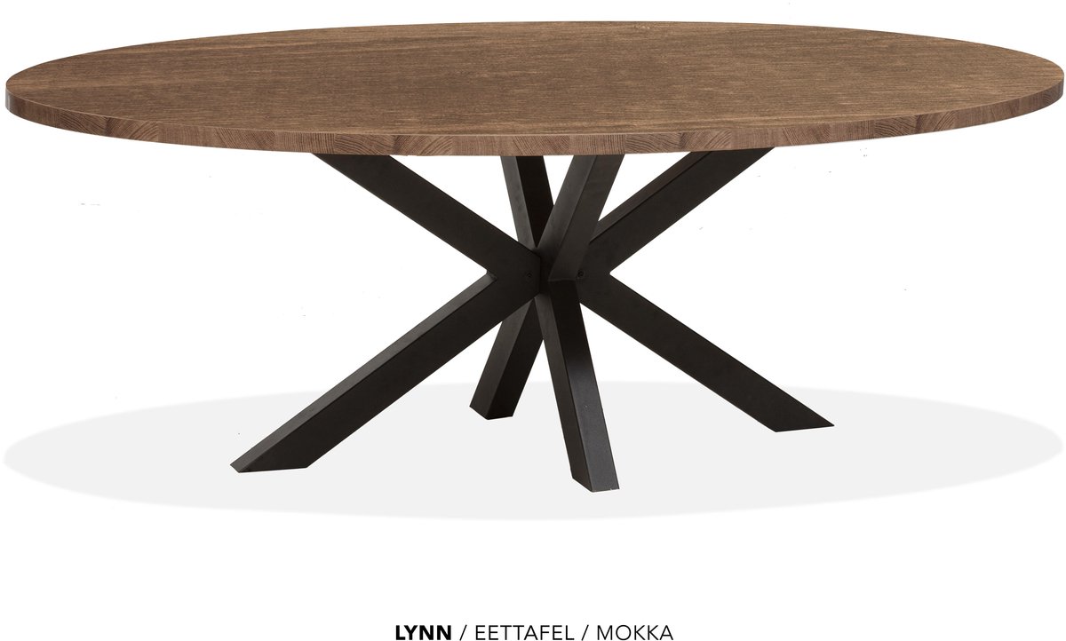 Maxfurn Lynn - Ovale eettafel Lynn | Zeer krasvast | Kleur: Mokka | Afm. 220x120cm Natuurlijk eiken