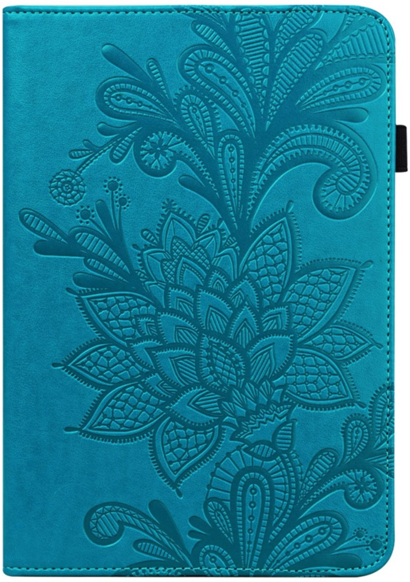 Bescherm-Etui Hoes Map geschikt voor Lenovo Tab M11 - Bloem Reliëf - Groen/Blauw