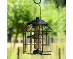 CJ Wildlife Vetbolhouder voor Vogels - Mezenbolhouder met Beschermkooi - Brussel - Veilig eten voor Kleine Tuinvogels - Voor 4 vetbollen