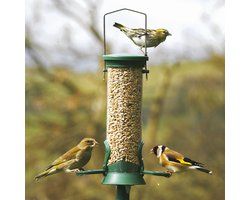 CJ Wildlife Voedersilo voor Tuinvogels - Challenger - 2 Openingen - Vogelvoedersilo voor Kleine Vogels - Hangend Vogelvoederhuisje van 23cm - Vogelvoer Silo - Kunststof - Groen