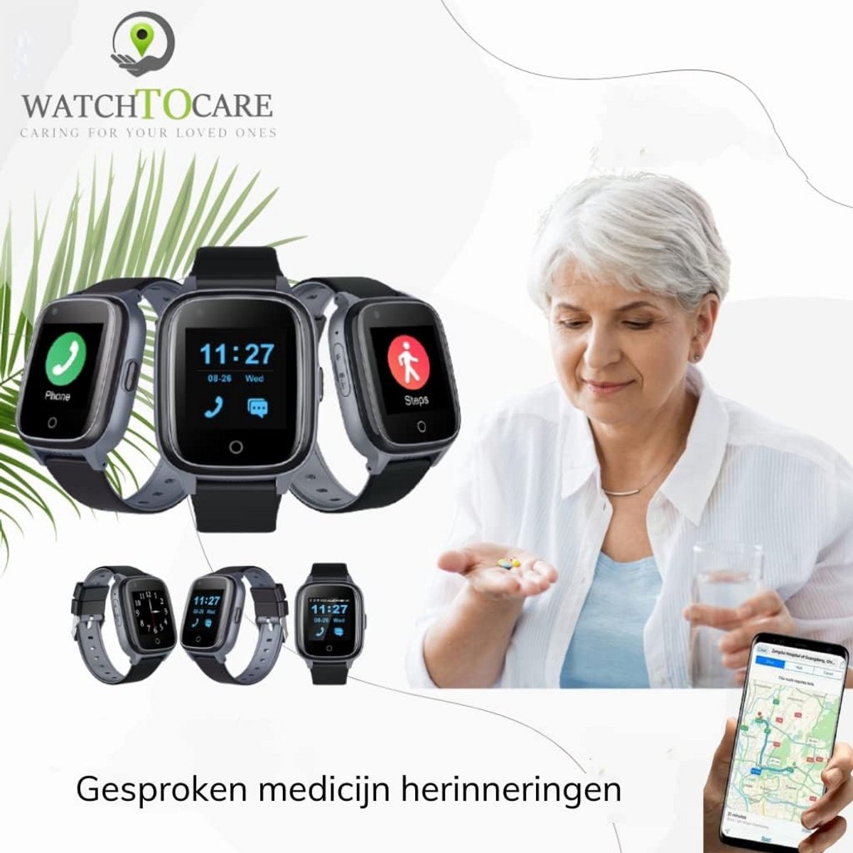 GPS Smartwatch voor Ouderen met Valdetectie, Alarmknop en Videobellen - 4G