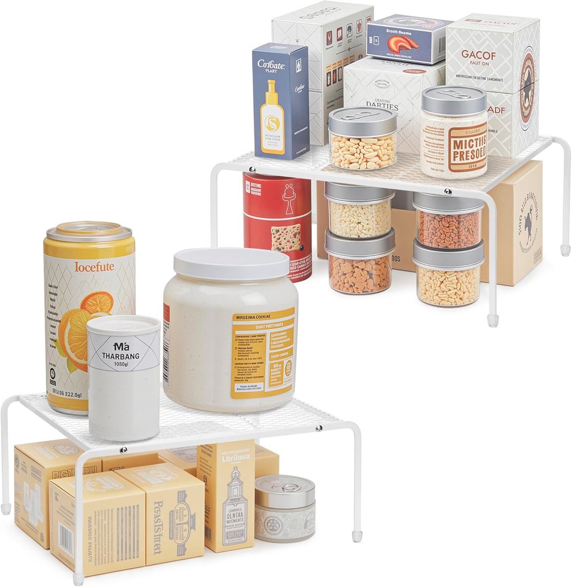 Metalen Draad Opslag Plank Insert Rack Set van 2 voor Keuken en Kasten