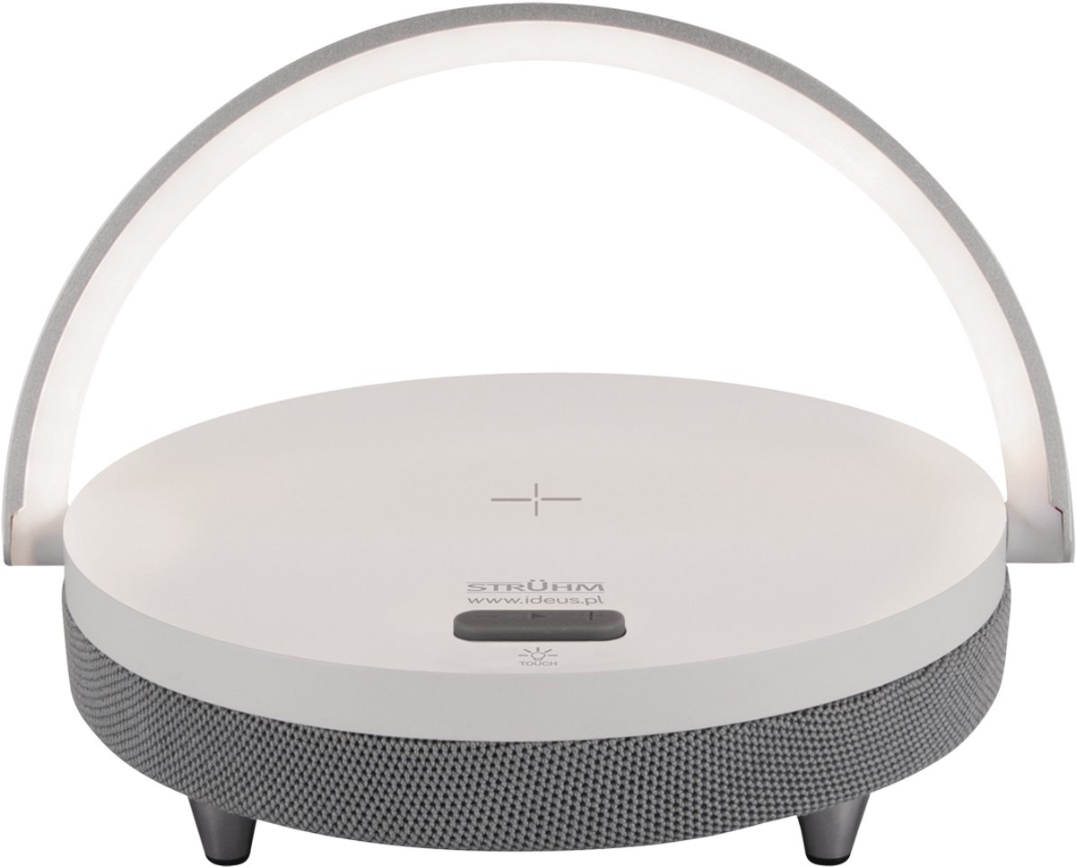 SATURN - Led tafellamp -Bureaulamp - Dimbaar- Bluetooth speaker - Draadloos GSM oplader - wit/grijs