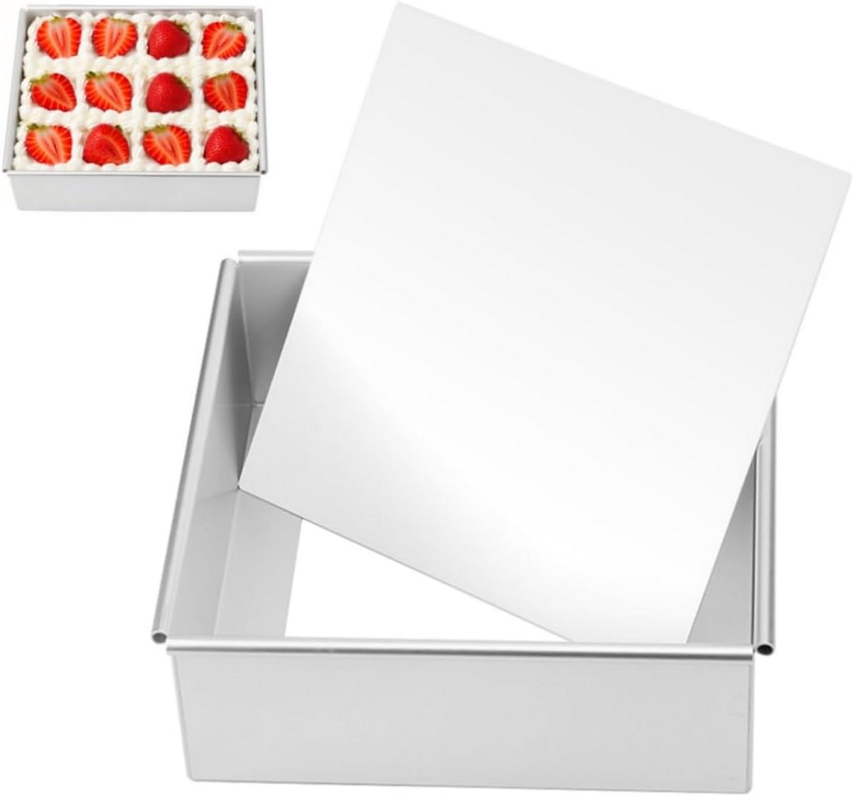 Vierkante Bakvorm 20 cm - Diepe Ovenschaal voor Cake, Brood en Taart - Aluminium