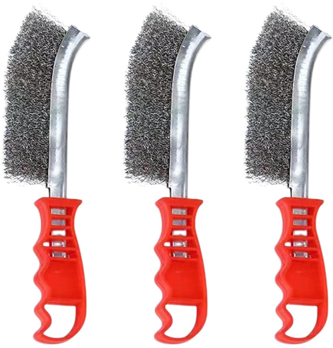 Unyqoos® Set van drie ergonomische roestvrijstalen borstels voor veelzijdig gebruik