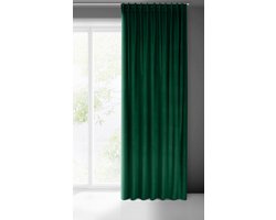 Luxe Velours Gordijn met Rauchband - Zacht Elegant Effen Groen - Modern Woonkamer Slaapkamer 140 x 300 cm