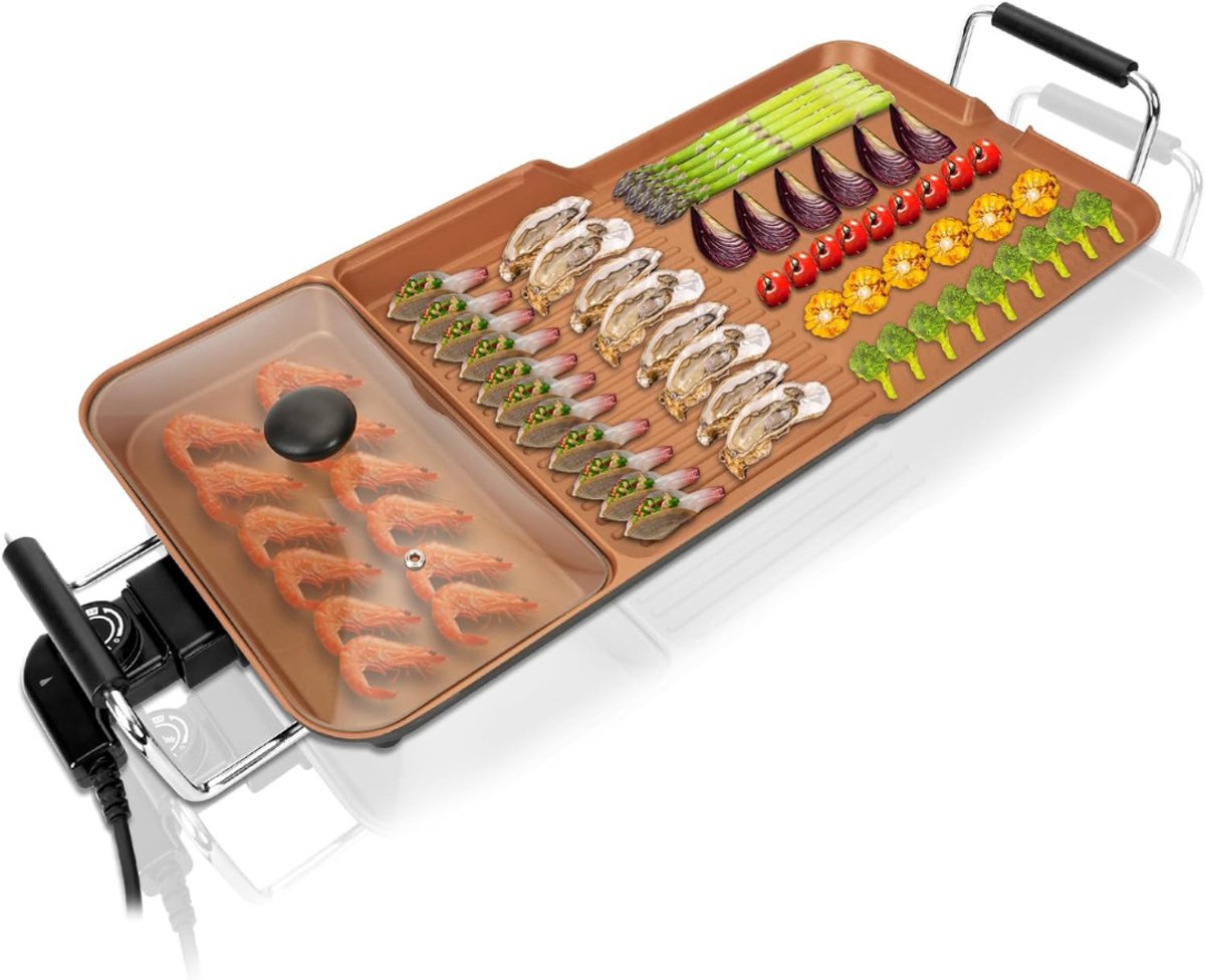 ZRSS® Tepanyaki Bakplaat - Gourmetstel XL - Grill Set 3-in-1- Elektrische Wokset - Goudkleurig - 2000W