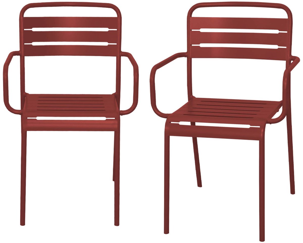 sweeek - Set van 2 tuinstoelen met armleuningen metaal - amélia
