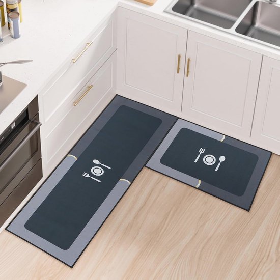 Fecialy Tapis de Cuisine antidérapant 2 pièces, Tapis de Cuisine