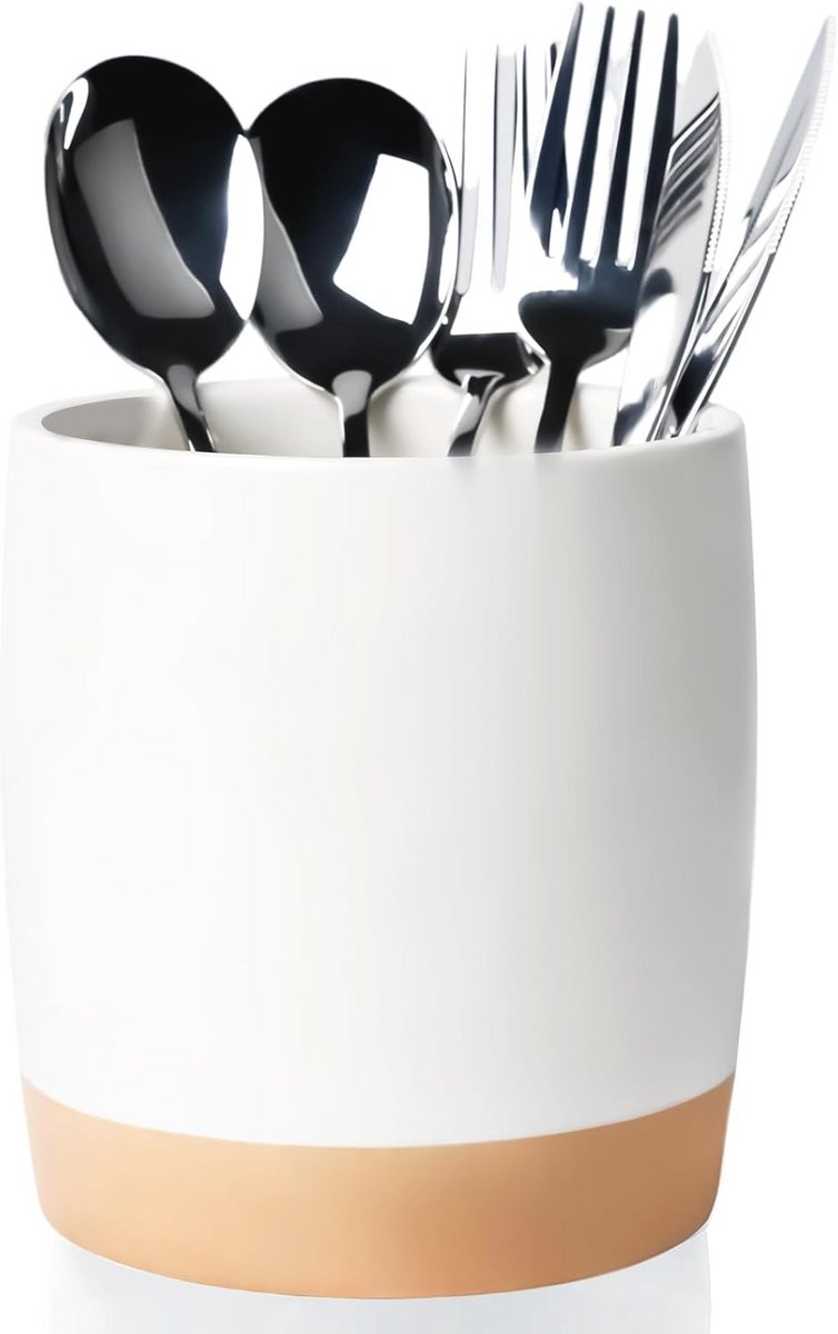 Keramische gebruiksvoorwerpenhouder voor aanrecht - 33 oz - Wit