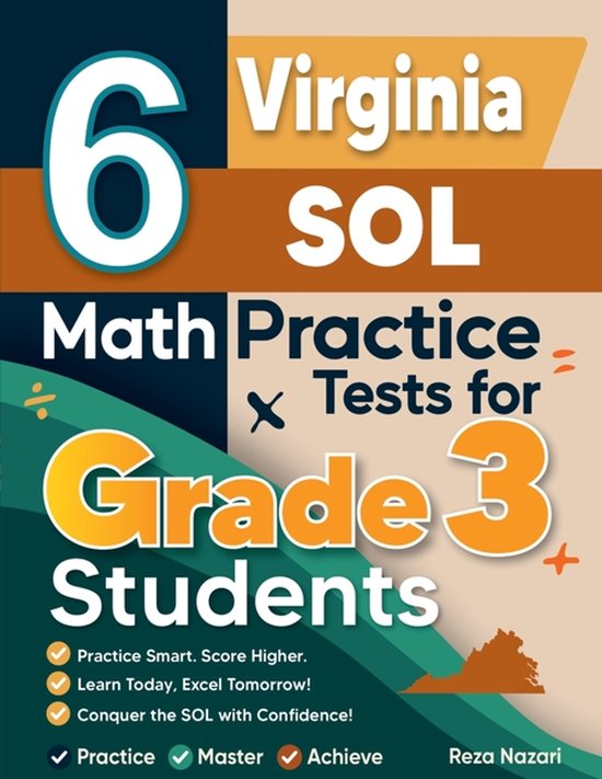 6 Virginia SOL Math Practice Tests for Grade 3 Students - cover
