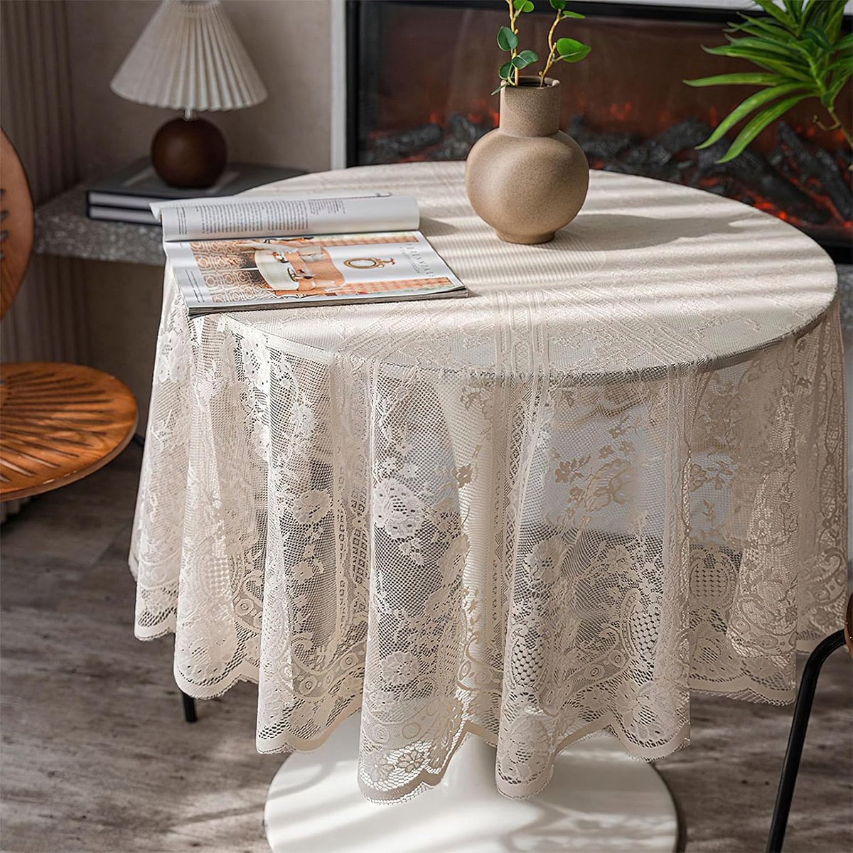 Rond Kanten Tafelkleed 150 cm Vintage Geborduurd Romantisch Decor