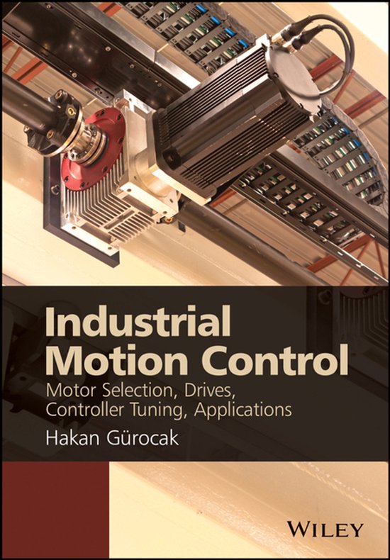 Boek 'Industrial Motion Control' met een close-up van industriële motoren en aandrijvingen.