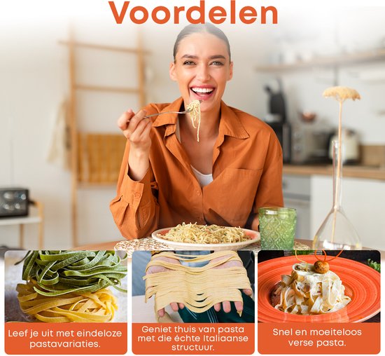 Machine à pâtes YUGN Faites vos propres pâtes - Recettes de pâtes telles que les pâtes au pesto et les spaghettis à la bolognaise - Comprend une tasse et une pince de table interchangeables et des pieds en caoutchouc - eBook gratuit