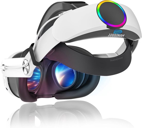 Namajunas - Elite Strap geschikt voor Meta/Quest 3/3S - 10000 mAh batterij VR-accessoires - Speelduur van 4 uur - Snel opladen Verstelbare hoofdband - Verbeterde comfortondersteuning en game-immersie
