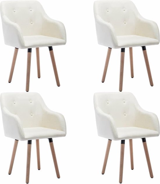 Eetkamerstoelen Creme Wit set van 4 STUKS Stof / Eetkamer stoelen / Extra  stoelen voor... | bol.com