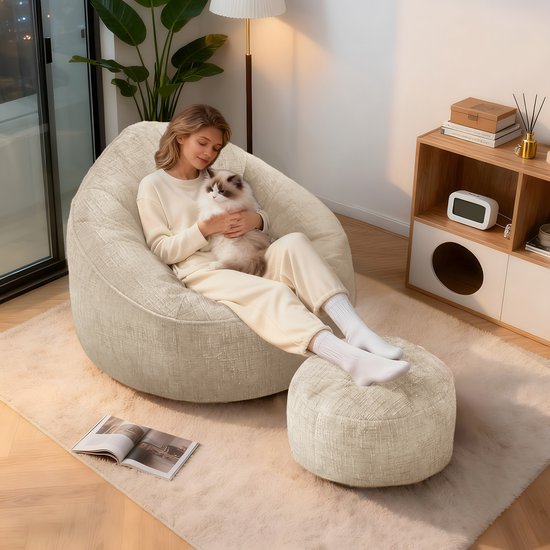 Foto: Hiaonyx zitzak sofa comfortabel zitmeubel voor woonkamer en slaapkamer wit