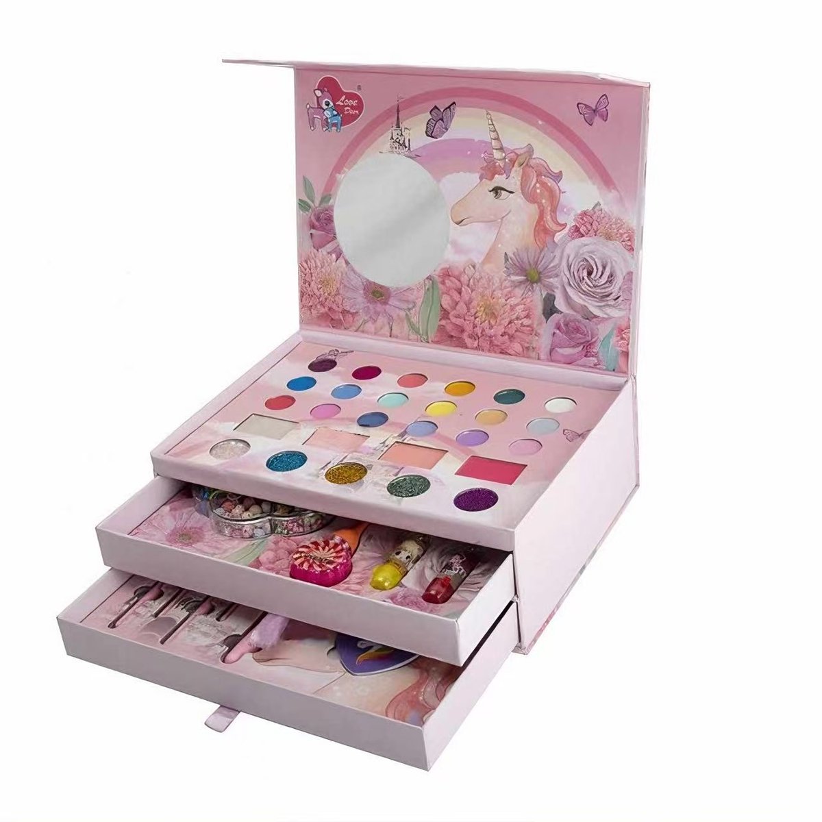 Meedeer 3 In 1 Make-upset voor kinderen-kinder make up meisje-make up kinderen set meisjes-veilige en niet-giftige cosmetica-speelgoedset, meisjes, kerstcadeau, verjaardag, 4,5,6,7...12 jaar — afbeelding 5