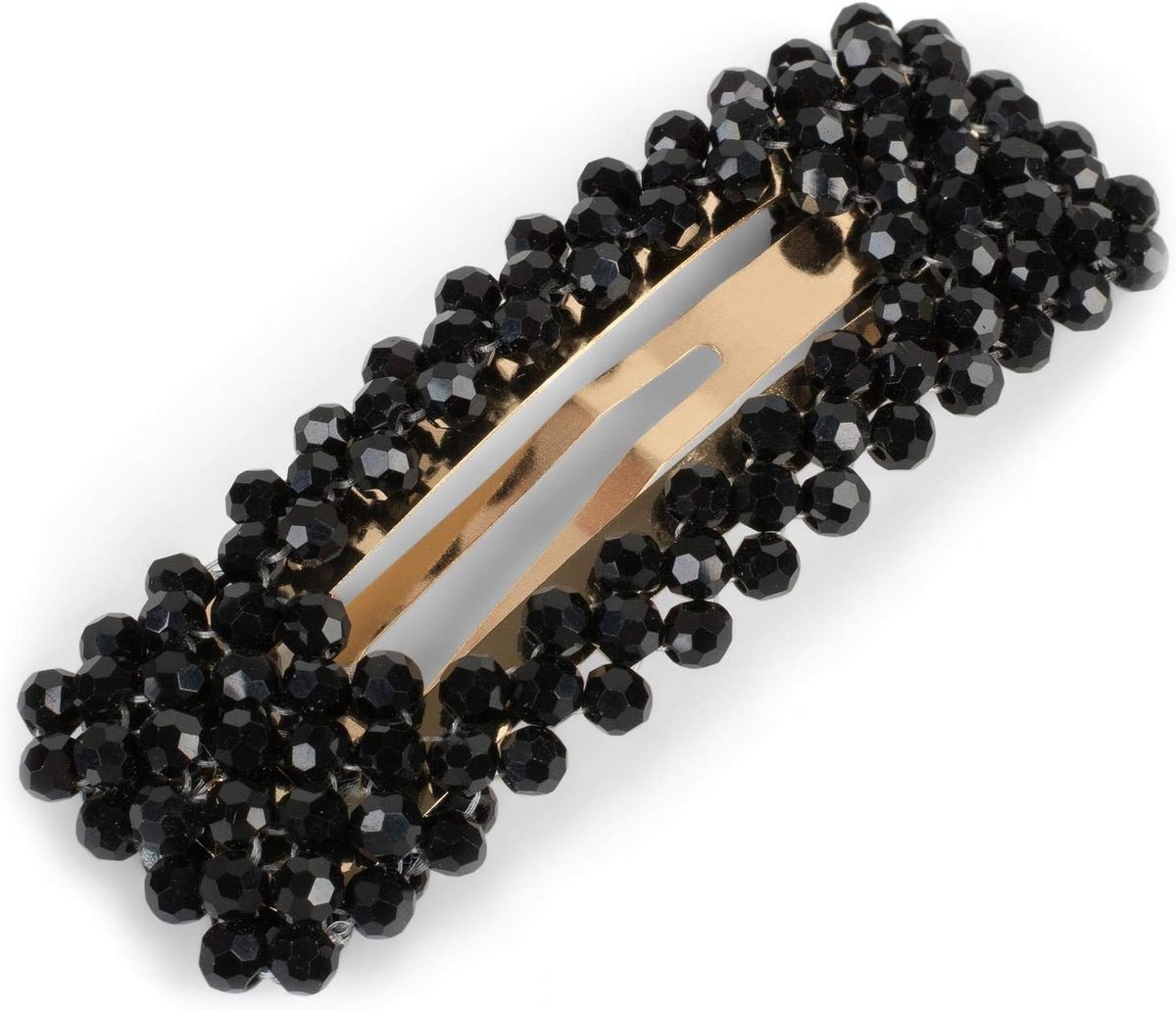Rechthoekige Haarclip Dames met Versierde Kralen - Stevige Plastic & Parel Applicatie