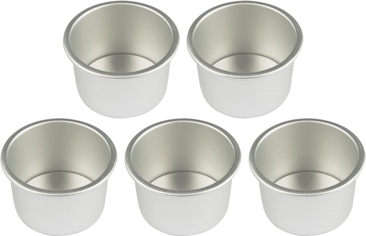 Bakvorm - 5 stuks - Taartvorm - Aluminiumlegering - Patisse Timbaalvorm - Bak Vorm Voor Cake & Taarten - Met Anti-Aanbak Laag & Losse Bodem - 6.5*5*4cm - Zilver