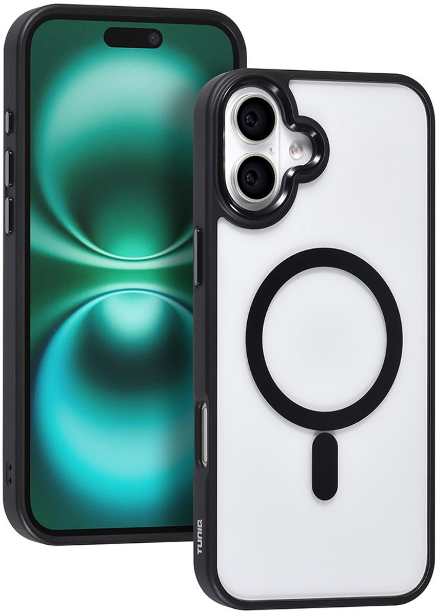 TUNIQ telefoonhoesje voor Apple iPhone 16 Plus - MagSafe siliconen backcover - Zwart