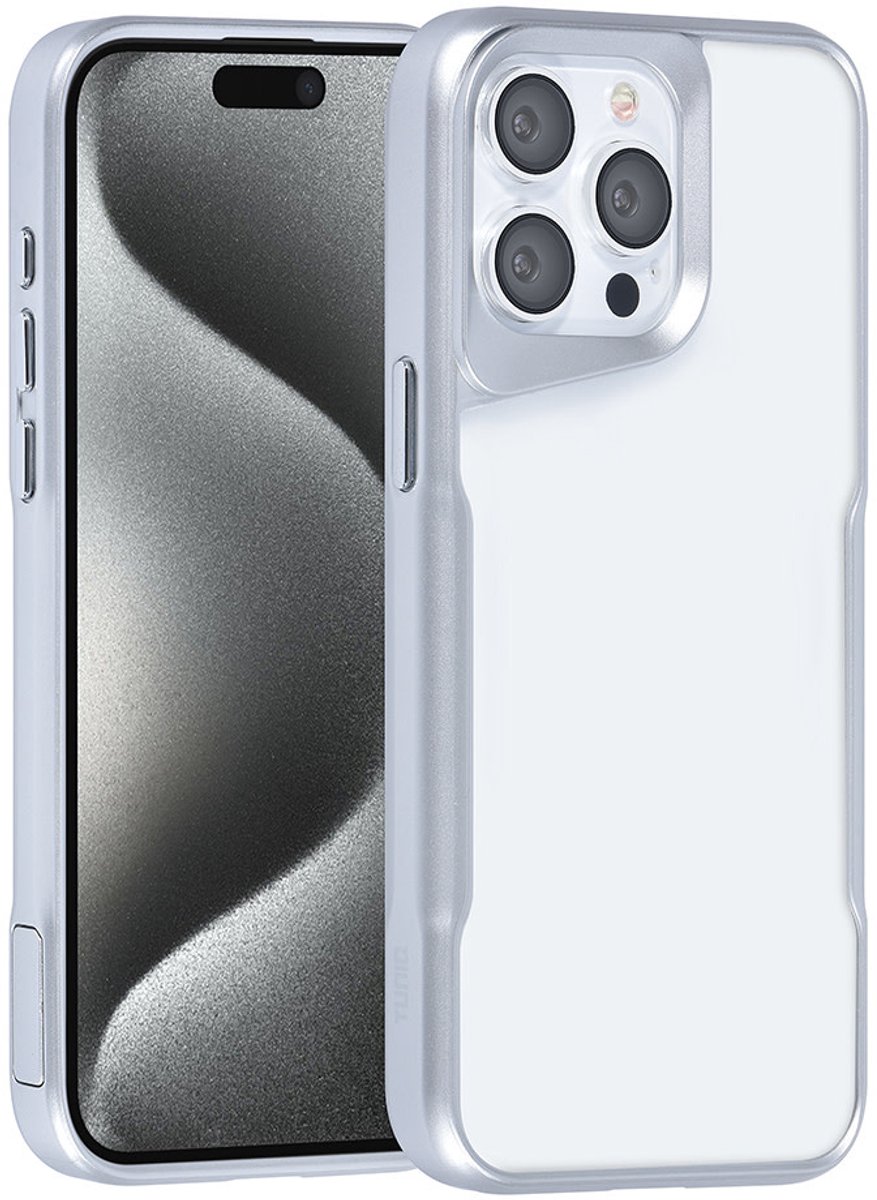 TUNIQ telefoonhoesje voor Apple iPhone 15 Pro Max - Siliconen backcover - Zilver