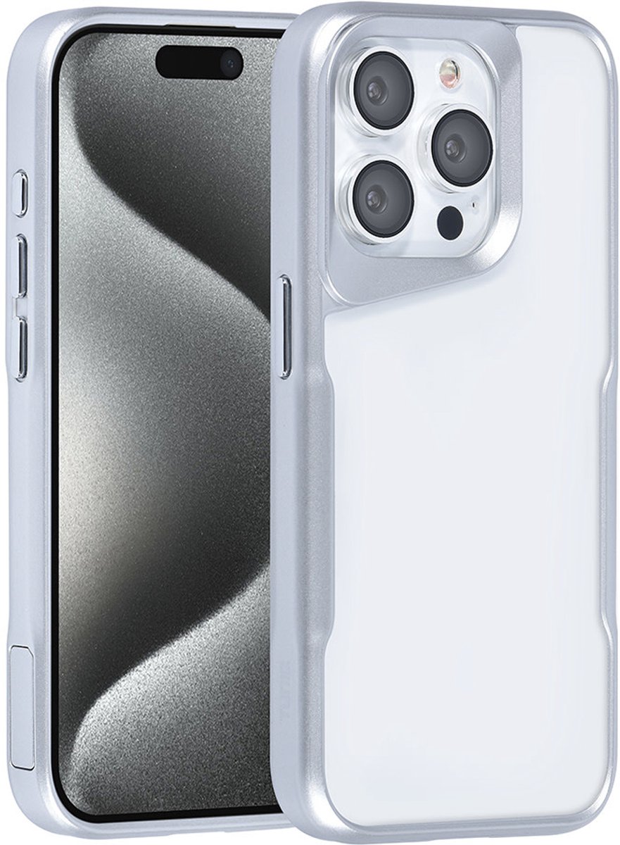 TUNIQ telefoonhoesje voor Apple iPhone 15 Pro - Siliconen backcover - Zilver
