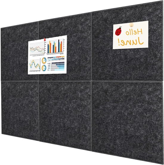 Vilten prikbord, 7 stuks, groot viltbord, zelfklevend, 30 x 30 cm, memoborden, memoborden met 50 pinspelden, bulletin board, viltbord, kurkwand