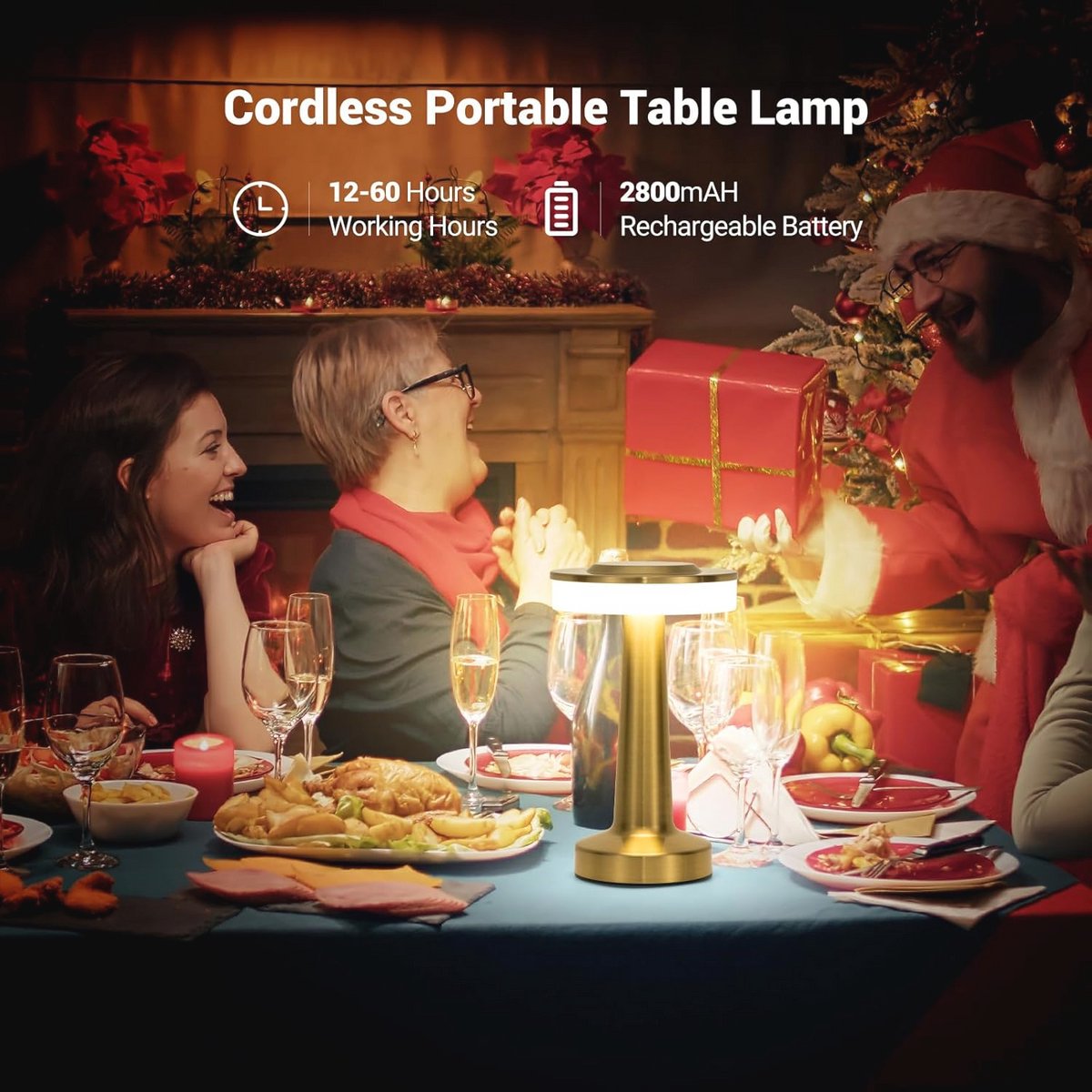 Draadloze gouden tafellamp met aanraaksensor en dimfunctie - Oplaadbare bureaulamp voor slaapkamer — cadeau in Wonen & Interieur - foto 5