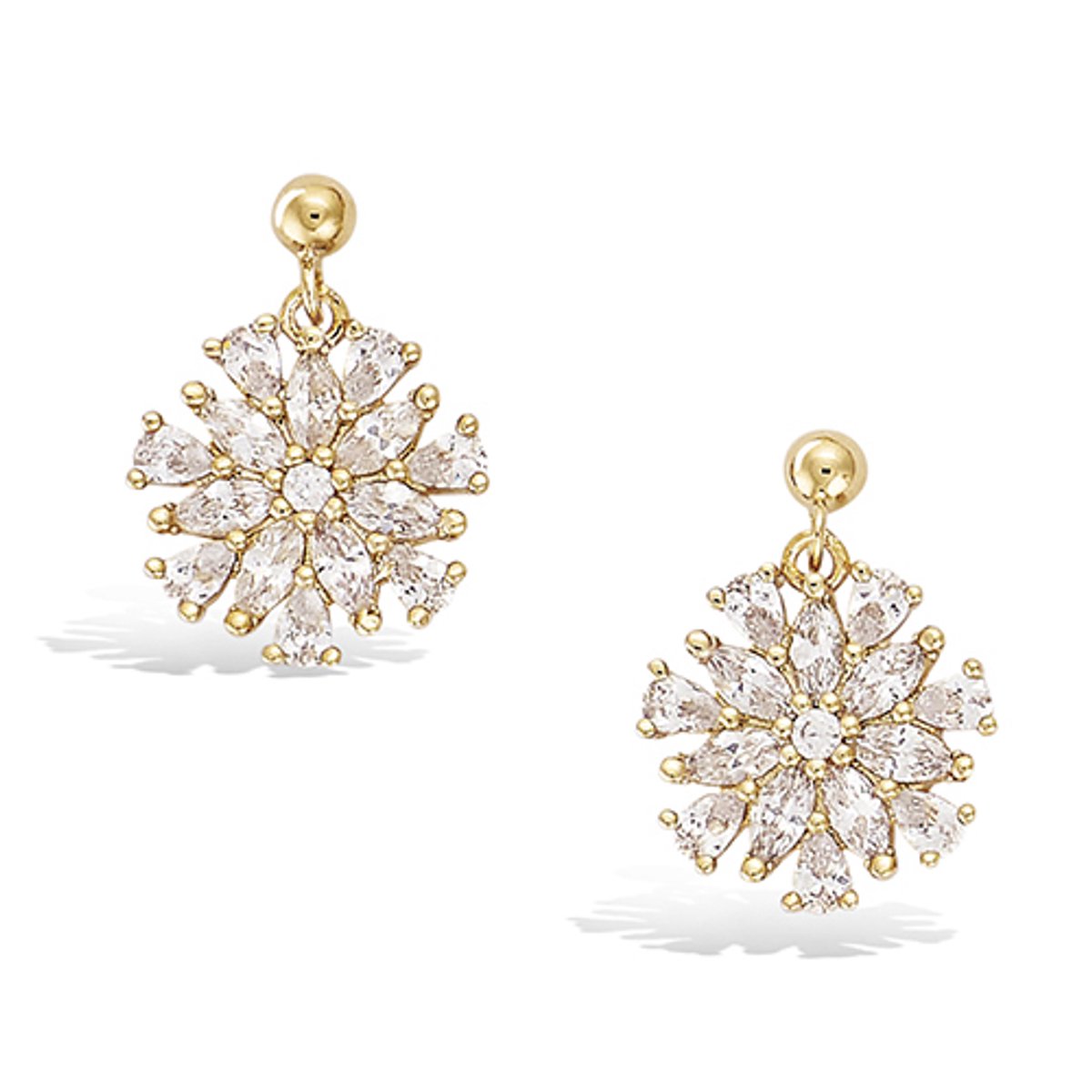 CHIVAL - Oorbellen 18K Verguld Goud "Snowflare" - Elegant, Hypoallergeen, Zirkonia, Luxe, Cadeau voor haar, Sieraad, Tijdloos, Oorstekers, Liefde, Romantiek, Geschenkverpakking, Kerst