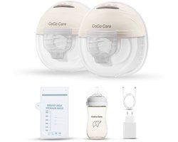 CoCo Care® Dual Flow Pro 2026 - Elektrische Borstkolf - Handsfree Borstkolf – Borstkolf Handsfree - BPA-vrij - Inclusief PPSU Babyfles & 30 Melkbewaarzakjes - Beige