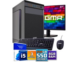 Intel Ultra Compleet Desktop PC | Intel Core i5 | 8 GB RAM | 512GB SSD M.2 | Windows 11 Pro | Business Office Multimedia Computer | Inclusief 27" Monitor, Muis & Toetsenbord