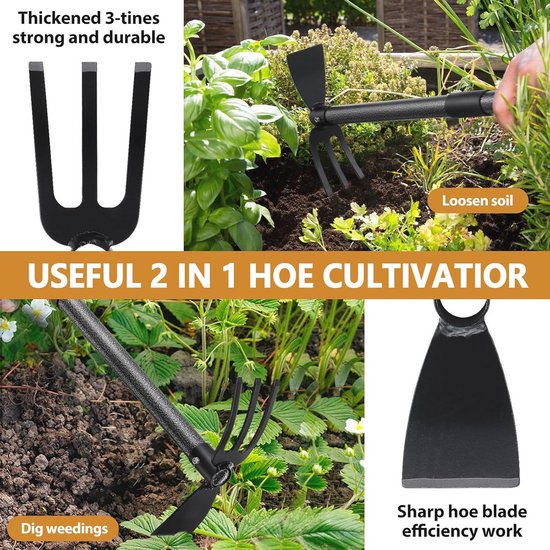 2-in-1 tuingereedschap voor effectief onkruid wieden - 114 cm lange steel en zware onkruidhark voor tuin en bloembedden van Spear & Jackson — afbeelding 3