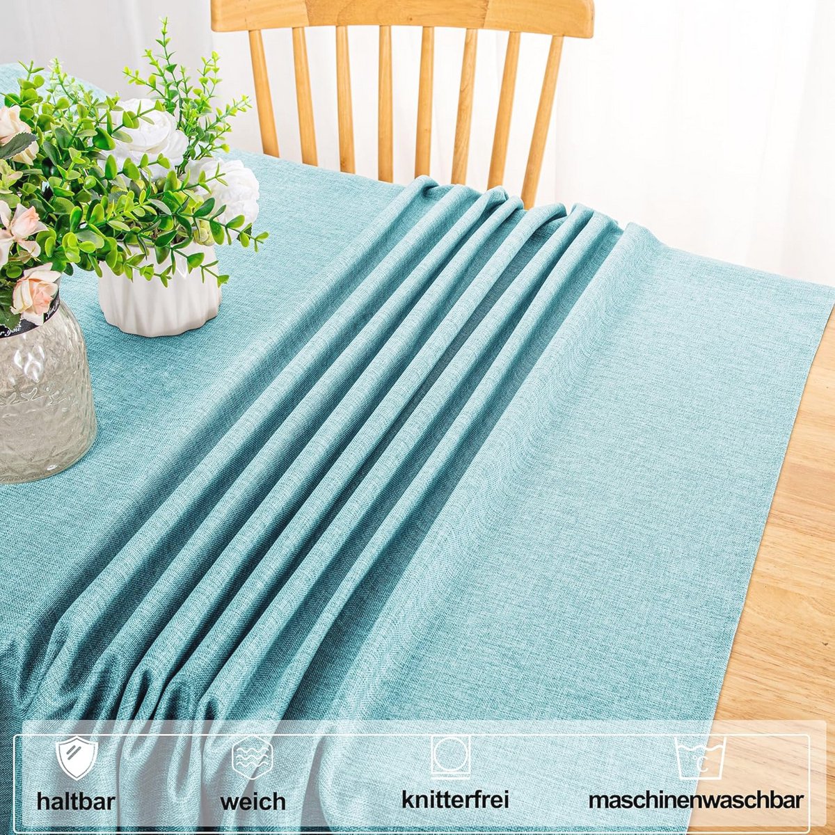 Waterafstotend blauw tafelkleed 135 x 135 cm voor binnen en buiten