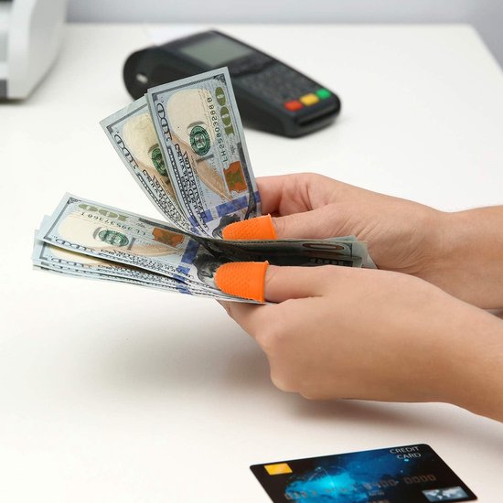 Allecta - Set van 20 Herbruikbare Rubberen Vingerhoedjes voor Geld tellen, Sorteertaak en Sportgames - Dikke Beschermers in Verschillende Maten - Blauw, Oranje, Groen, Rood, Roze - XL van Allecta — afbeelding 2