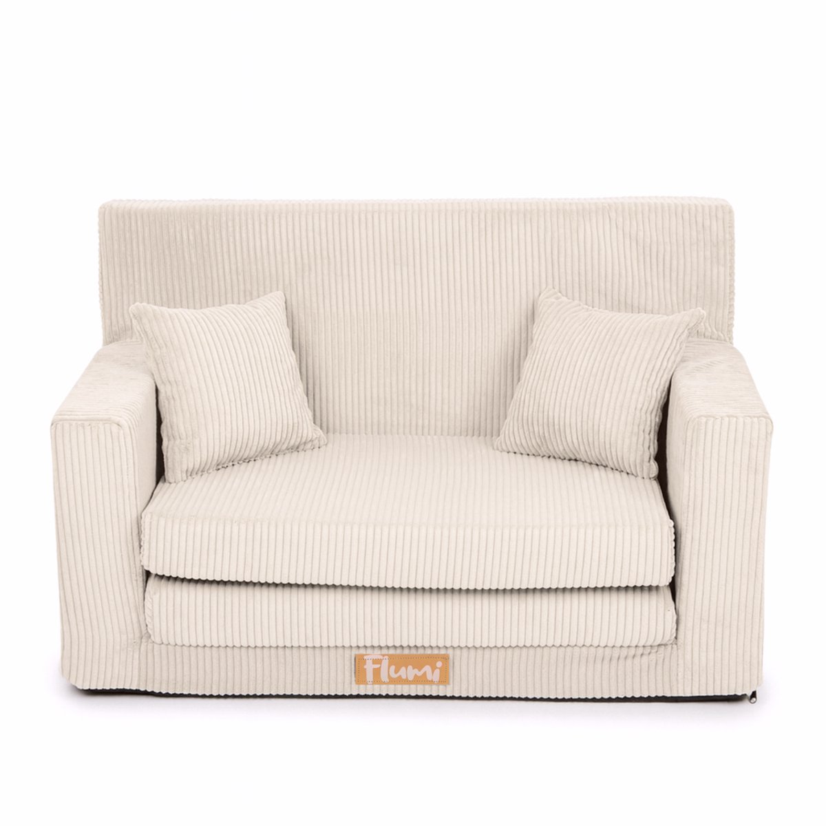 Flumi opvouwbare mini kindersofa van ribfluweel – zachte kinderbank met uitklapfunctie en afneembare hoes, beige