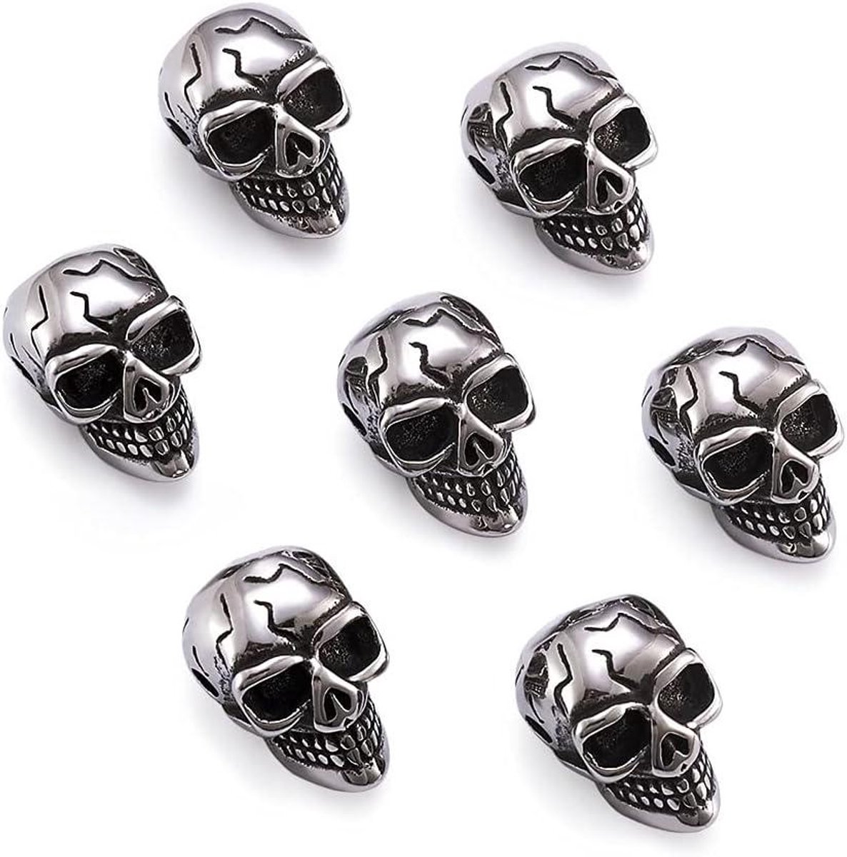 Allecta - Roestvrij stalen schedel hoofd kralen - Halloween thema - Metalen losse kralen