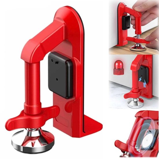 Deurstopper met alarm, 80 decibel, draagbaar, inbraakbestendig, eenvoudig te installeren, ideaal voor hotels en woningen.